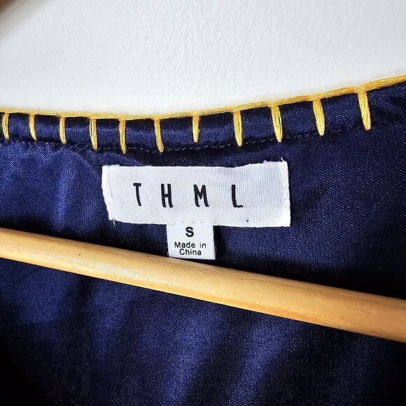 EUC THML BLUE COTTON EMBROIDERED BOHO SHORT DRESS SIZE SMALL - Picture 13 of 16